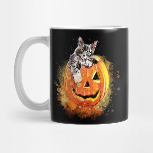 Cat and Jack O Lantern Gray by beaugeste2280@yahoo.com